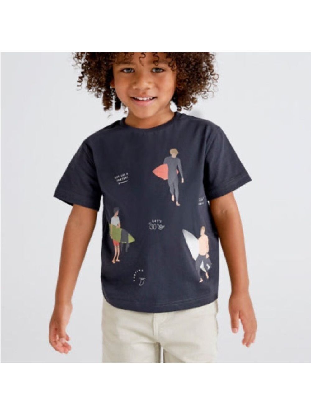 Size 6 Boys Mayoral Charcoal Surf Adventure Tee